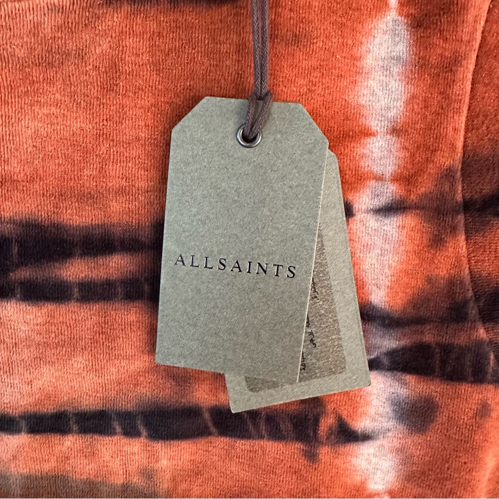 All Saints Vibrant Velvet Orange and Deep Purple Tie-Dye Muscle Tee - Picture 2 of 6